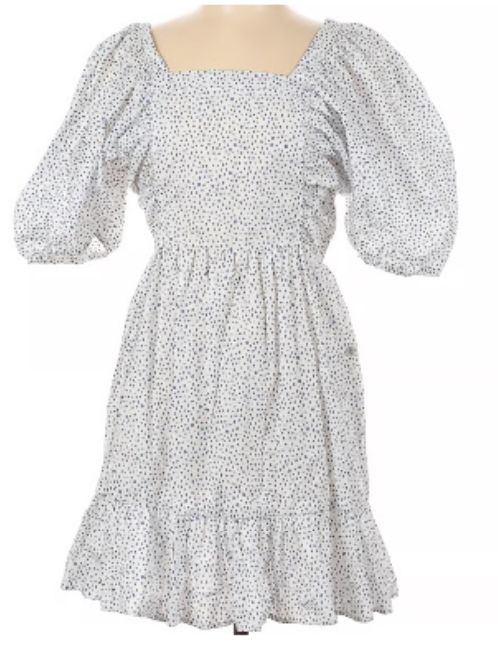 Gianni Bini White Mini Dress with Navy Dot Print